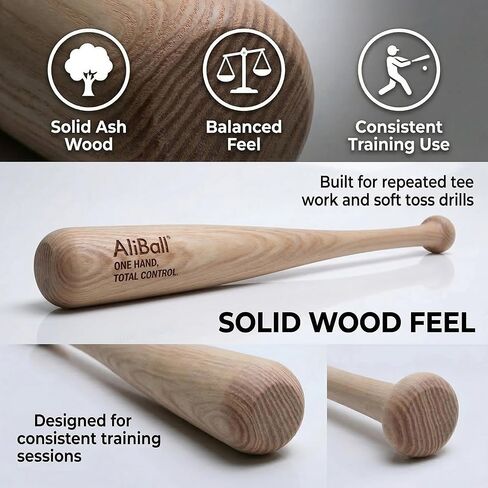 مدرب مضرب يدوي واحد من AliBall، مضرب تدريب من الرماد الصلب (بدون لصق) مقاس 55.88 سم، عمل رمي وتي شيرت ناعم، بناء قوة اليد والتحكم في المضرب، مضرب تدريب البيسبول، مضرب تدريب بيد واحدة in Kuwait