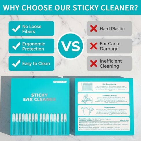 72pcs 2026 Upgraded Sticky Ear Cleaning Stick – Gentle Adhesive Spiral Design, Visible Earwax Removal, Reusable with Dust Cover in Saudi Arabia