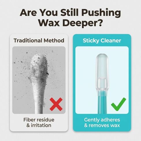 72pcs 2026 Upgraded Sticky Ear Cleaning Stick – Gentle Adhesive Spiral Design, Visible Earwax Removal, Reusable with Dust Cover in Saudi Arabia