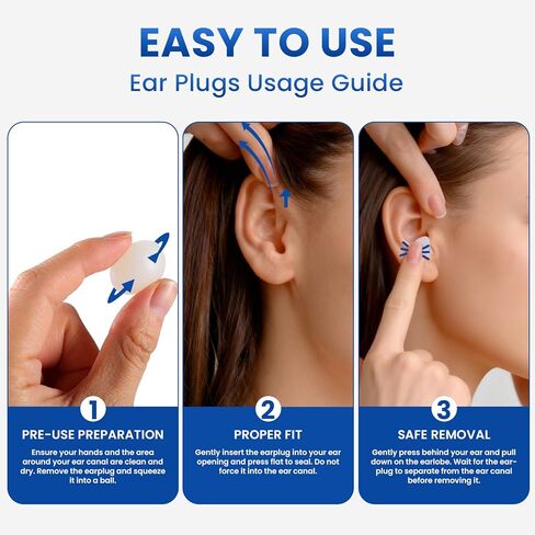 VOISEN Wax Ear Plugs,128 Pcs (64 Pairs) Silicone Ear Plugs Noise,20db NRR,28db SNR Wax Earplugs for Sleeping,Snoring, Swimming, Travel, Concerts and Studying in Kuwait