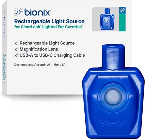 Bionix - مصدر ضوء قابل لإعادة الشحن لنظام تجفيف الأذن المضيء، ومرفق مجموعة أدوات إزالة شمع الأذن USB-C وإضاءة LED، يزيد من وضوح إزالة الصملاخ، مثالي لمقدمي الرعاية الصحية in Kuwait