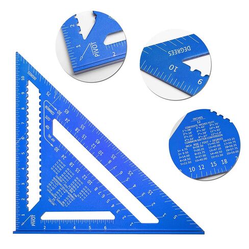 Beslands الألومنيوم 12 بوصة و 7 بوصة رافتر نجار مجموعة قياس أداة تخطيط سبيكة معدنية مثلث حاكم منقلة لأعمال النجارة والنجارة الإمبراطورية، الأزرق in Kuwait
