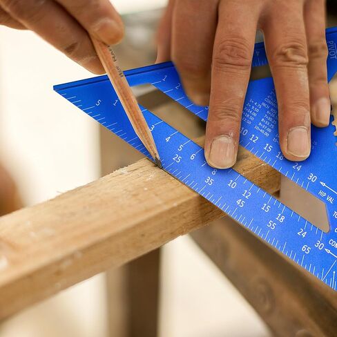 Beslands الألومنيوم 12 بوصة و 7 بوصة رافتر نجار مجموعة قياس أداة تخطيط سبيكة معدنية مثلث حاكم منقلة لأعمال النجارة والنجارة الإمبراطورية، الأزرق in Kuwait