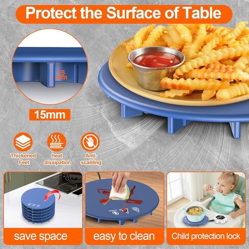 Upgrade Food Warming Mat,6-in-1 Silicone Warming Mat for Food-Fast Heating Electric Warming Tray with 3 Timer & Temp Settings,Portable Food Warmer for Parties Buffet,Raised Feet Protects Table (Blue) in Saudi Arabia