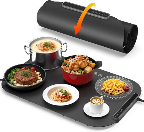 Warming Mat for Food, Foldable Food Warming Mat Tray with Adjustable Temperature Control, Auto Shut-Off, 8s Fast Full Surface Food Heating pad, Rollable Portable Silicone Food Warmer for Parties Home in Saudi Arabia