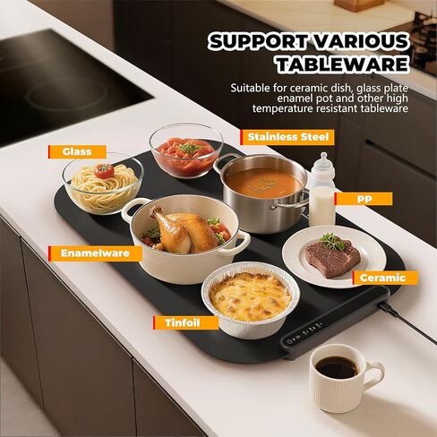 Warming Mat for Food, Foldable Food Warming Mat Tray with Adjustable Temperature Control, Auto Shut-Off, 8s Fast Full Surface Food Heating pad, Rollable Portable Silicone Food Warmer for Parties Home in Saudi Arabia