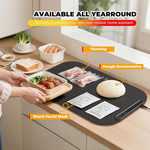 Warming Mat for Food, Foldable Food Warming Mat Tray with Adjustable Temperature Control, Auto Shut-Off, 8s Fast Full Surface Food Heating pad, Rollable Portable Silicone Food Warmer for Parties Home in Saudi Arabia