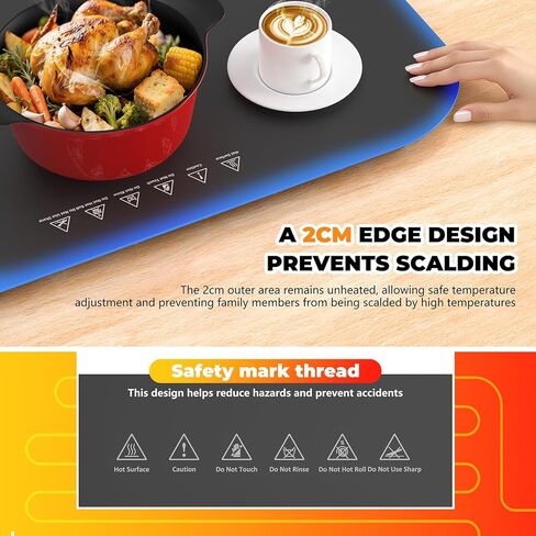 Warming Mat for Food, Foldable Food Warming Mat Tray with Adjustable Temperature Control, Auto Shut-Off, 8s Fast Full Surface Food Heating pad, Rollable Portable Silicone Food Warmer for Parties Home in Saudi Arabia