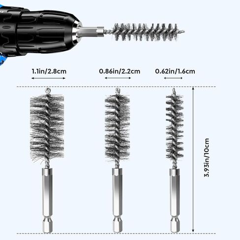3-in-1 Pipe Cleaning & Deburring Tool, 1/2" 3/4" 1" HVAC Plumbing Kit. Aluminum Body & Stainless Brushes for Inner/Outer Cleaning on Copper, Brass, Steel, PVC Pipes. in Kuwait