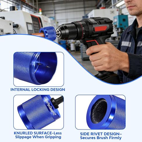 3-in-1 Pipe Cleaning & Deburring Tool, 1/2" 3/4" 1" HVAC Plumbing Kit. Aluminum Body & Stainless Brushes for Inner/Outer Cleaning on Copper, Brass, Steel, PVC Pipes. in Kuwait