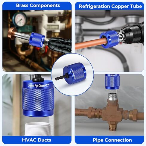 3-in-1 Pipe Cleaning & Deburring Tool, 1/2" 3/4" 1" HVAC Plumbing Kit. Aluminum Body & Stainless Brushes for Inner/Outer Cleaning on Copper, Brass, Steel, PVC Pipes. in Kuwait
