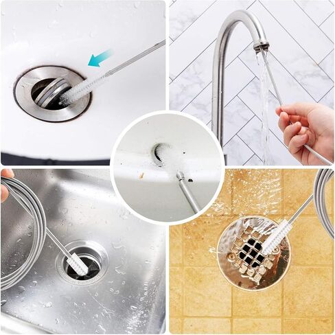 6.6 ft (2 m) Flexible Drain Cleaning Brush – 2-Pack, Stainless Coil for Car, Fridge, Sinks, Pipes, Hoses, Hair & Grease Clogs in Saudi Arabia