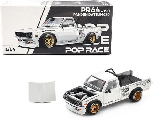 Diecast Collectibles Model Car متوافق مع Pop Race 1:64 Pandem Datsun 620 Pickup Truck #66 Blue Metallic مع خطوط بيضاء ورسومات محدودة الإصدار PR640217 in Kuwait