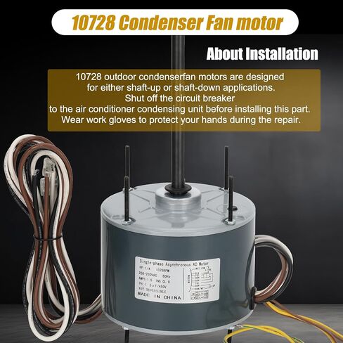10728 محرك مروحة مكثف يستبدل Mars 10733، a.o.Smith FSE1026S، fasco D909/ D749، genteq 3728، W51-14CJA1-02، Marathon X412 إلخ، 1/4 حصان، 1075 دورة في الدقيقة، 208-230 فولت، 1.8 أمبير، دوران عكسي، ضمان لمدة سنة واحدة in Kuwait