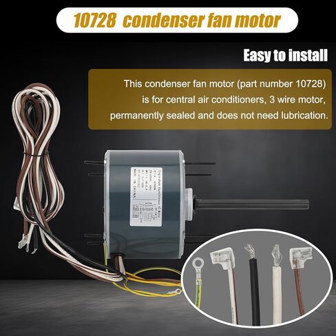 10728 محرك مروحة مكثف يستبدل Mars 10733، a.o.Smith FSE1026S، fasco D909/ D749، genteq 3728، W51-14CJA1-02، Marathon X412 إلخ، 1/4 حصان، 1075 دورة في الدقيقة، 208-230 فولت، 1.8 أمبير، دوران عكسي، ضمان لمدة سنة واحدة in Kuwait