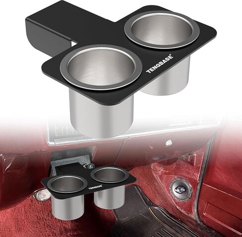 Universal Cup Holder for Chevy & GMC Trucks - Detachable Insulated Drink Holder Compatible with 1973-1987 & 1991 Chevy/GMC C/K 10/20/30, Aluminum & Stainless Steel Center Console Insert (Black) in Kuwait