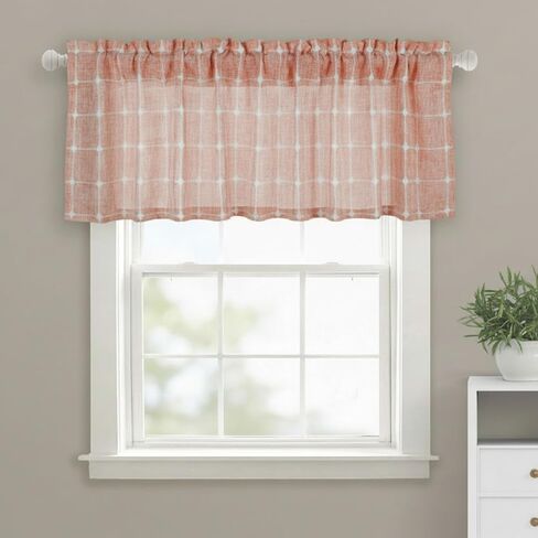 Aiking لوحتان من ستائر نافذة جيب قضيبية مطرزة بطول 16 بوصة (56 بوصة × 16 بوصة/كل لوحة، بيج) in Kuwait