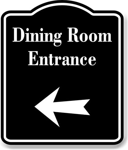 مدخل غرفة الطعام سهم يسار لافتة مركبة من الألومنيوم الأسود، 15 بوصة × 18 بوصة in Kuwait