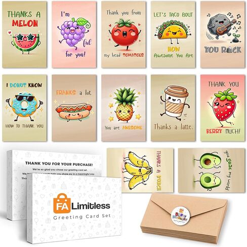 Thank You Cards - بطاقات تقدير ملهمة مع الأظرف والملصقات - بطاقات المعايدة التحفيزية للنساء والمعلمين وزملاء العمل والأصدقاء - فارغة داخل 12 حزمة (Thank You Cards) in Kuwait