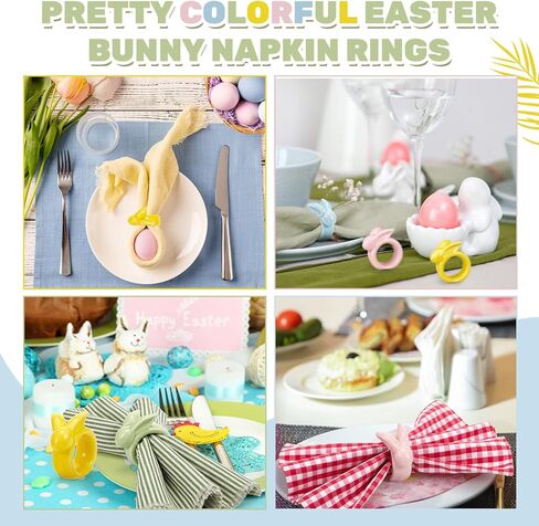 تيسكو الخزف عيد الفصح منديل خواتم مجموعة من 8 حلقات منديل أرنب عيد الفصح حلقات عيد الفصح للمناديل الأرنب المناديل خواتم أصحاب مناديل للمناديل القماش السيراميك عيد الفصح الجدول ديكور خمر (ملون) in Kuwait