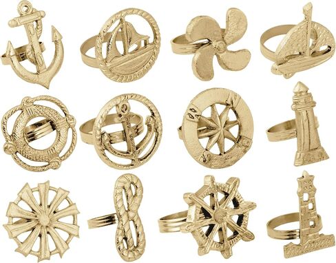 ALPHA Living HOME 12 قطعة من حلقات المناديل المعدنية الفضية - تصميم أنيق على شكل نجم البحر لديكور الطاولة الساحلية، وحفلات العشاء، وحفلات الزفاف والتجمعات العائلية in Kuwait