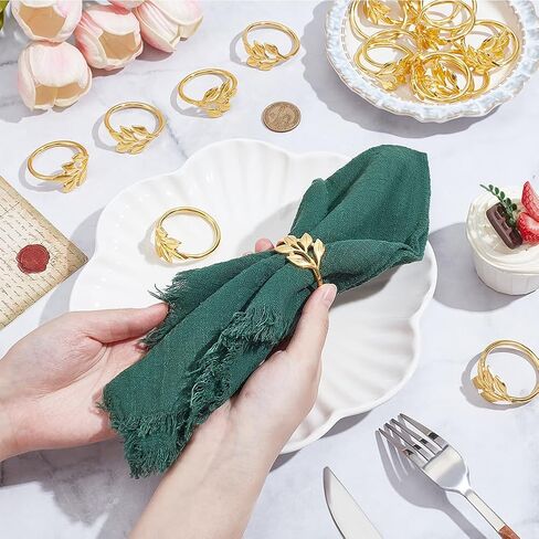 60Pcs Gold Leaf Napkin Rings, Metal Gold Holder Table Napkin Rings Dinner Banquet Table Decoration Dining Table Setting for Thanksgiving Christmas Halloween Holiday Wedding Party Events in Kuwait