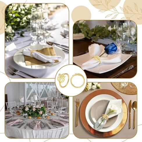 60Pcs Gold Leaf Napkin Rings, Metal Gold Holder Table Napkin Rings Dinner Banquet Table Decoration Dining Table Setting for Thanksgiving Christmas Halloween Holiday Wedding Party Events in Kuwait