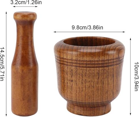 Wood Mortar and Pestle, Garlic Crusher H erb Grinder, Garlic Press Mincer Grinder Crushing Bowl for H erb, S pice, Kitchen Gadgets Cooking Tools Supplies in Saudi Arabia