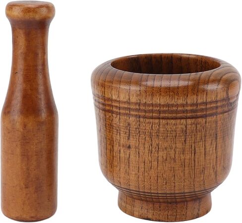 Wood Mortar and Pestle, Garlic Crusher H erb Grinder, Garlic Press Mincer Grinder Crushing Bowl for H erb, S pice, Kitchen Gadgets Cooking Tools Supplies in Saudi Arabia