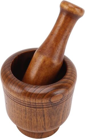 Wood Mortar and Pestle, Garlic Crusher H erb Grinder, Garlic Press Mincer Grinder Crushing Bowl for H erb, S pice, Kitchen Gadgets Cooking Tools Supplies in Saudi Arabia