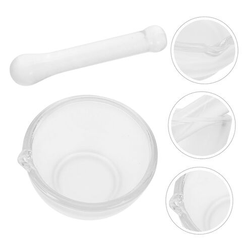 Glass Pestle with Thick Base Glass Mortar Bowl Laboratory Grinder for Crushing and Grinding Chemicals Capacity Resistant to Cracking for Science Experiments and Kitchen Use in Saudi Arabia