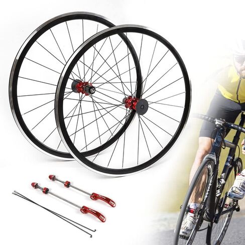 700C Road Bicycle Wheel, Front & Rear Bike Wheelset Double Wall Aluminium Alloy Rims C/V Brake Clincher Compatible with 7/8/ 9/10/ 11/12 Speed Shimano Altus Wheels,Quick Release,20/24 Spokes in Kuwait
