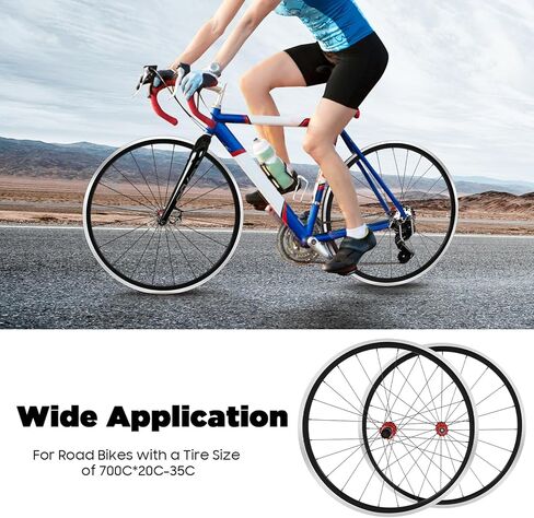 700C Road Bicycle Wheel, Front & Rear Bike Wheelset Double Wall Aluminium Alloy Rims C/V Brake Clincher Compatible with 7/8/ 9/10/ 11/12 Speed Shimano Altus Wheels,Quick Release,20/24 Spokes in Kuwait