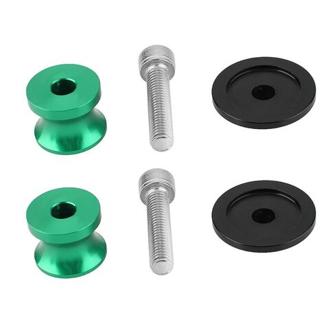 Motorcycle CNC Rear Stand Swing Arm Spool Sliders, Stable and Installation, CNC Machined from Billet Aluminum (Green) in Saudi Arabia