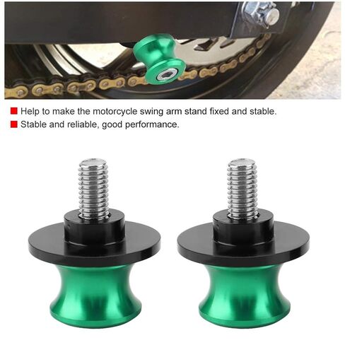 Motorcycle CNC Rear Stand Swing Arm Spool Sliders, Stable and Installation, CNC Machined from Billet Aluminum (Green) in Saudi Arabia