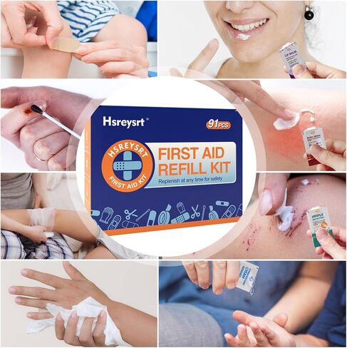 First Aid Refill Kit for Home, Car & Travel, Wound Care Supplies with Scissors, Tweezers, Assorted Bandages & Adhesive Bandages in Saudi Arabia