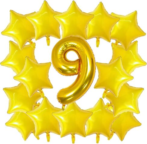 16pcs البالونات النجمة احباط و 40 بوصة رقم 7 بالونات رقائق للعبة موضوع السابع من زخارف حفلة عيد ميلاد الأطفال ديكور حفل توريد الحفلات （7） in Kuwait