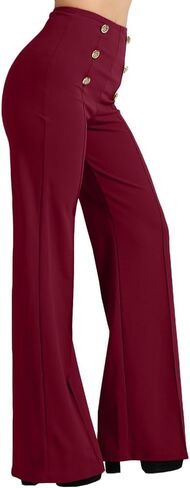 NE PEOPLE Womens High Waist Sailor Bell Bottom Long Pants Made in USA S-3XL in Kuwait