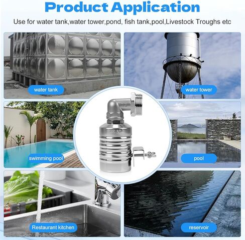 2 قطعة صمام تعويم مع محولات 1/2 بوصة، 3/4 بوصة، 1 بوصة - صمام تعويم مياه من الفولاذ المقاوم للصدأ 304 تحكم أوتوماتيكي بالكامل في مستوى المياه لخزانات المياه وأحواض السمك وأحواض الماشية وحمامات السباحة والمقطرات والبرك in Kuwait