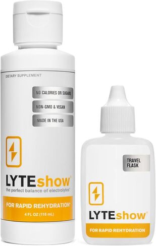 LyteShow - قطرات الإلكتروليت للإماهة السريعة + الهضم + الدماغ + الطاقة + المناعة | بدون سكر | المعادن النادرة | طعم معدني خفيف بدون نكهة - 40 حصة (المغنيسيوم والبوتاسيوم والزنك) in Kuwait
