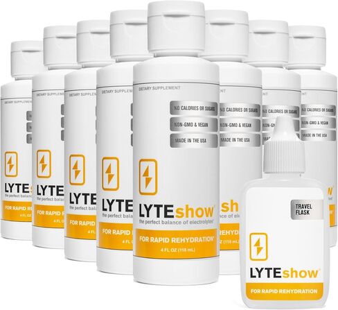 LyteShow - قطرات الإلكتروليت للإماهة السريعة + الهضم + الدماغ + الطاقة + المناعة | بدون سكر | المعادن النادرة | طعم معدني خفيف بدون نكهة - 40 حصة (المغنيسيوم والبوتاسيوم والزنك) in Kuwait