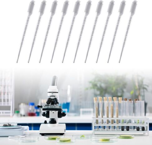 100x Disposable Pipettes 0.2/0.5/1/2/3/5ML Plastic Transfer Pipette Practical Pipettes Dropper for Science Experiments, 6.5cm in Kuwait