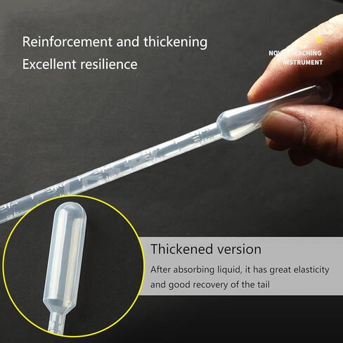 100x Disposable Pipettes 0.2/0.5/1/2/3/5ML Plastic Transfer Pipette Practical Pipettes Dropper for Science Experiments, 6.5cm in Kuwait