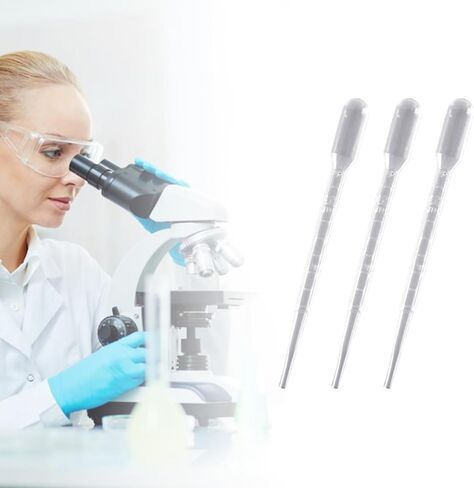 100x Disposable Pipettes 0.2/0.5/1/2/3/5ML Plastic Transfer Pipette Practical Pipettes Dropper for Science Experiments, 6.5cm in Kuwait