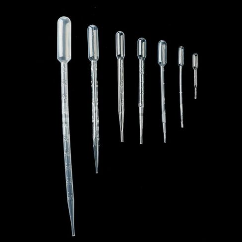 100x Disposable Pipettes 0.2/0.5/1/2/3/5ML Plastic Transfer Pipette Practical Pipettes Dropper for Science Experiments, 6.5cm in Kuwait