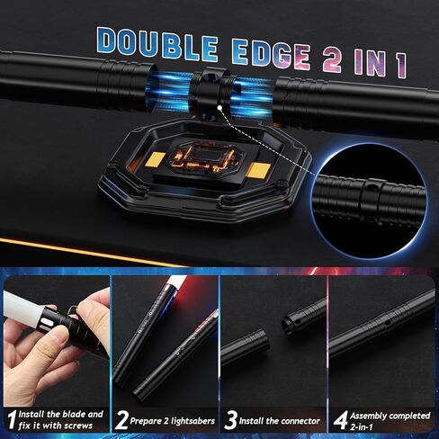 Lightsaber, Light Sabers with RGB 15 Colors, Dueling Lightsaber, 2-in-1 Double Blade Laser Sword Toy for Halloween Xmas Gift, Galaxy War Fighters Cosplay,Great Gift for Boys & Girls in Kuwait