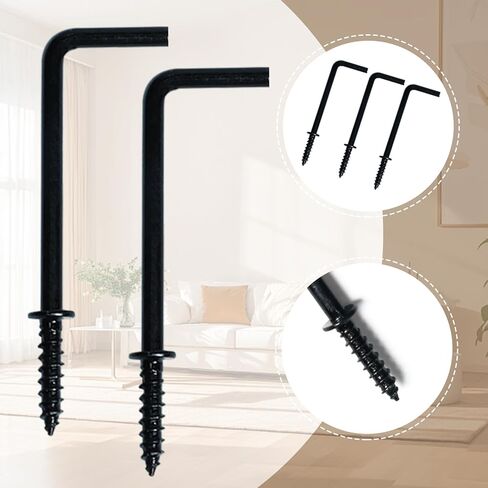 30 Pcs L-Shaped Screw Hooks,Black L Hooks Screw, Small L-Shape Hook,Square Bend Hook,Mounting Hardware Parts Accessoriesc(Black) in Saudi Arabia