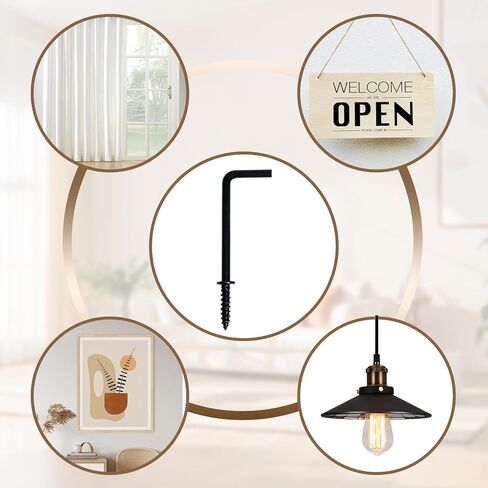 30 Pcs L-Shaped Screw Hooks,Black L Hooks Screw, Small L-Shape Hook,Square Bend Hook,Mounting Hardware Parts Accessoriesc(Black) in Saudi Arabia