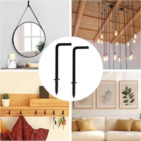 30 Pcs L-Shaped Screw Hooks,Black L Hooks Screw, Small L-Shape Hook,Square Bend Hook,Mounting Hardware Parts Accessoriesc(Black) in Saudi Arabia