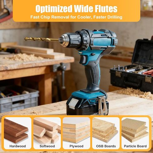 طقم لقم مثقاب سداسي الشكل HSS-G مكون من 14 قطعة للخشب، تصميم مزمار مزدوج لإزالة الرقائق بسرعة، مثالي للأعمال الخشبية الدقيقة والخزائن، مقاسات مترية (3-10 مم) مع حقيبة تخزين in Kuwait